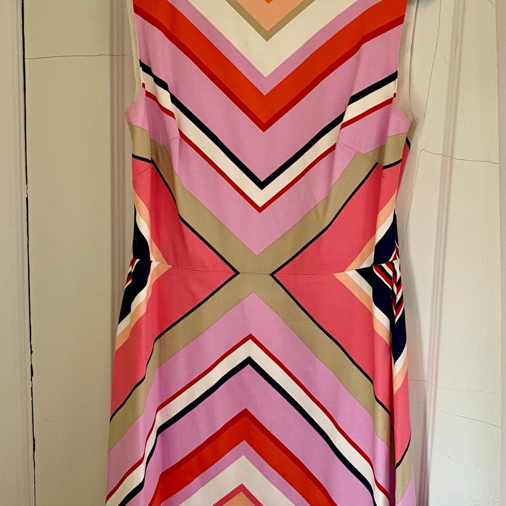 Maggy London Pink Red Sleeveless A-Line Midi Dress